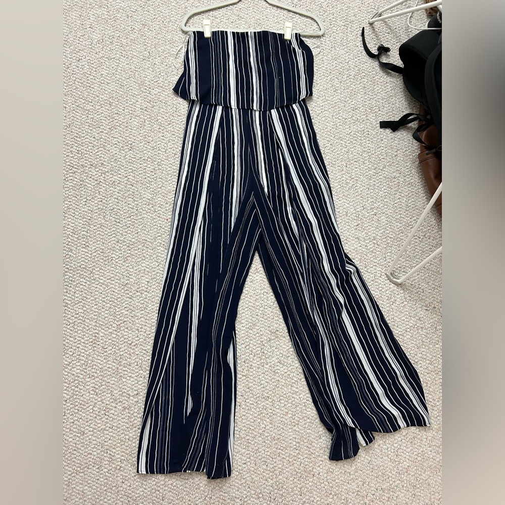 Robertson & Rodeo Blue & white strapless, pinstripe jumpsuit